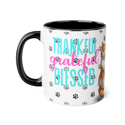 Cat Lover's Thankful & Grateful Accent Mug - 11oz