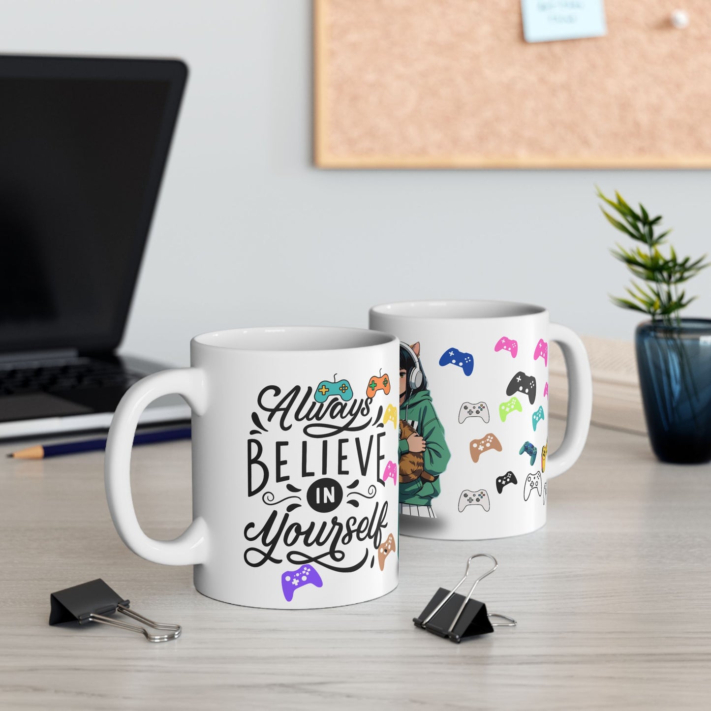 Gaming-Themed Ceramic Mug - Believe in Yourself - Perfect Gift for Gamers