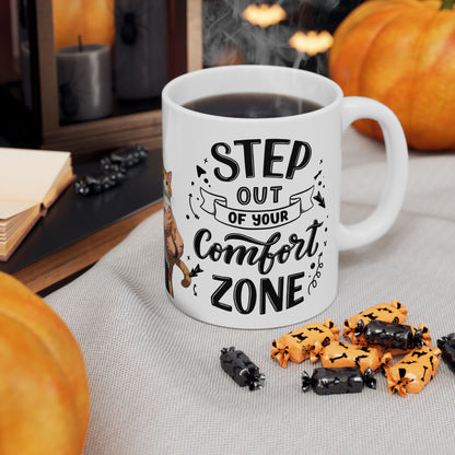 Motivational Cat Lover Ceramic Mug - Step Out of Your Comfort Zone