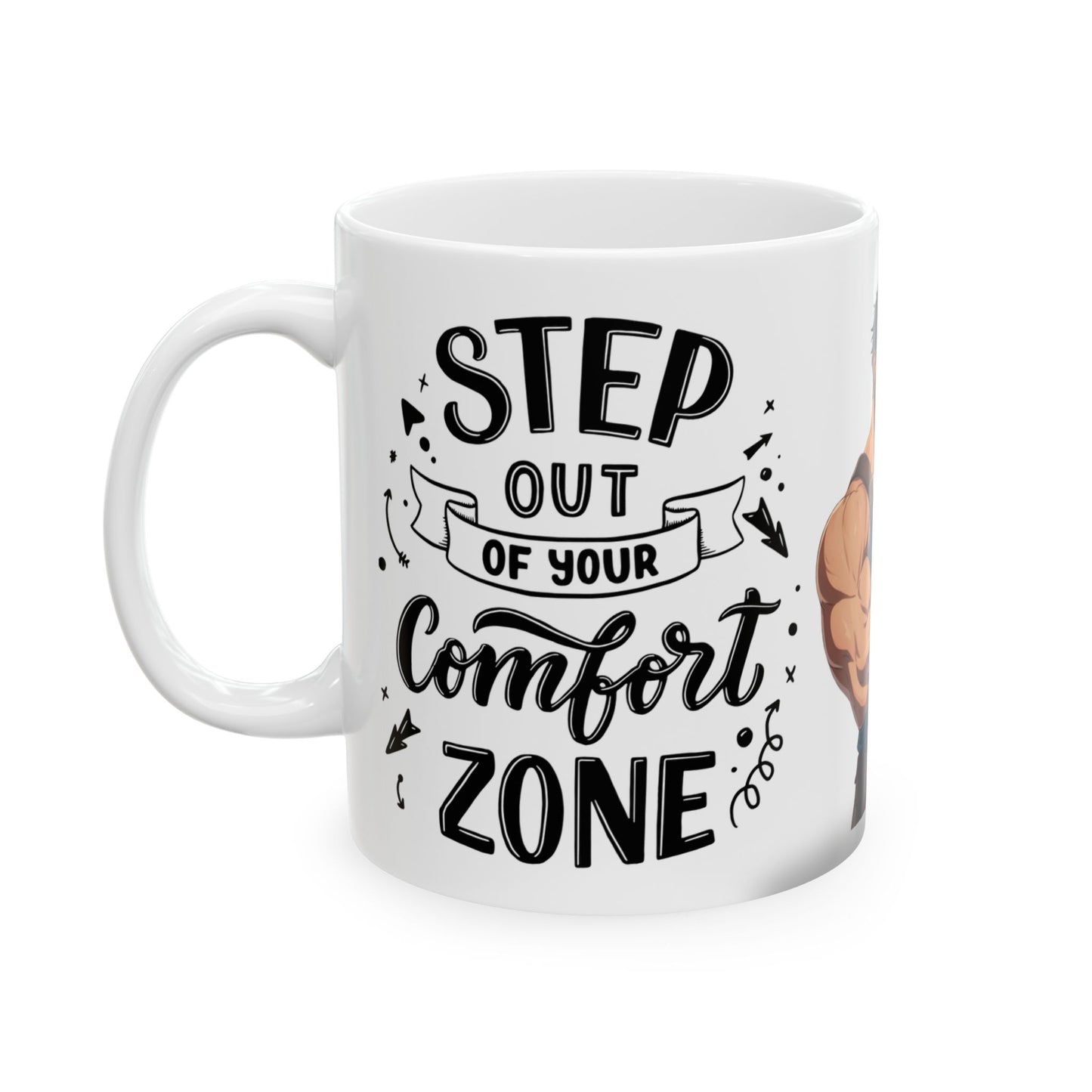 Motivational Cat Lover Ceramic Mug - Step Out of Your Comfort Zone