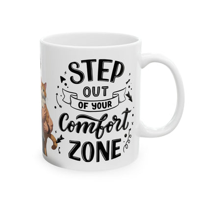 Motivational Cat Lover Ceramic Mug - Step Out of Your Comfort Zone