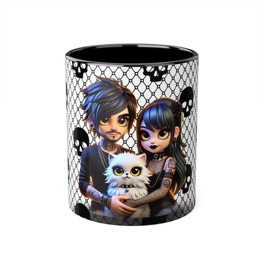 Gothic Couple Accent Mug - 11oz Skull Design