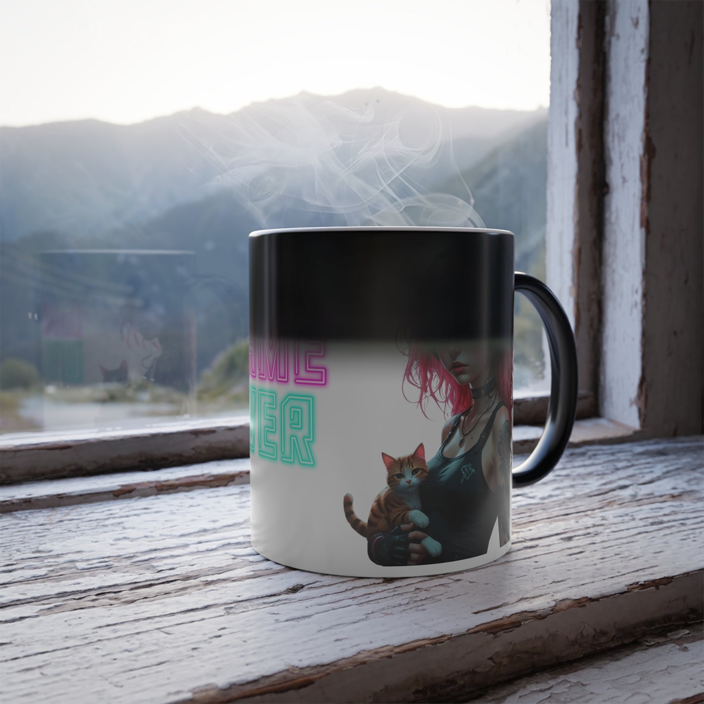 Game Over Color Morphing Mug | Fun Cat Design | Unique Gift for Gamers & Cat Lovers