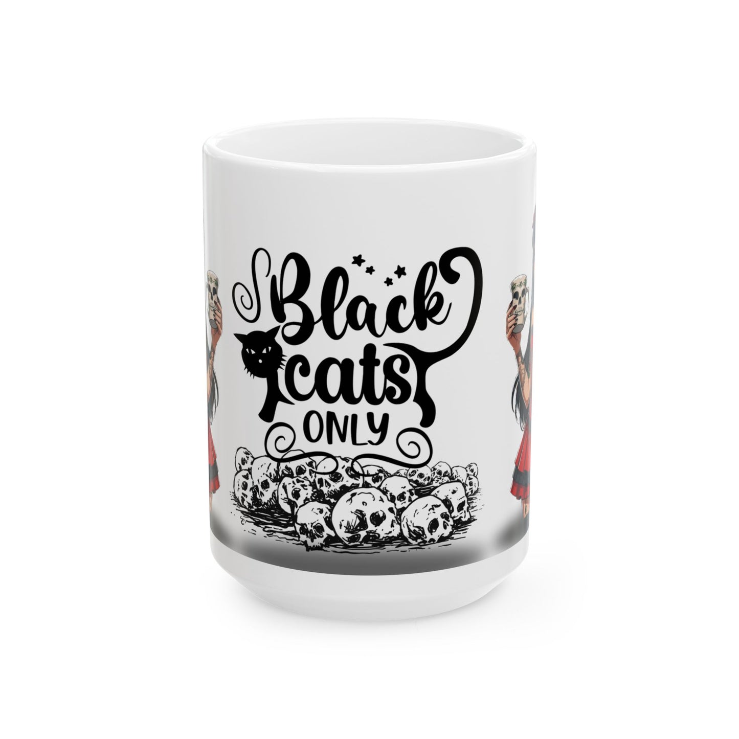 Black Cats Only Ceramic Mug - 11oz Perfect for Cat Lovers and Halloween Enthusiasts