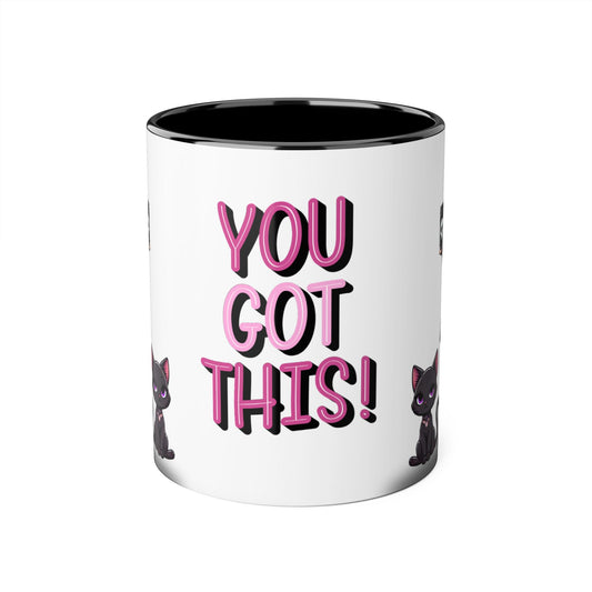 Motivational Accent Mug - You Got This! with Cute Cat Design