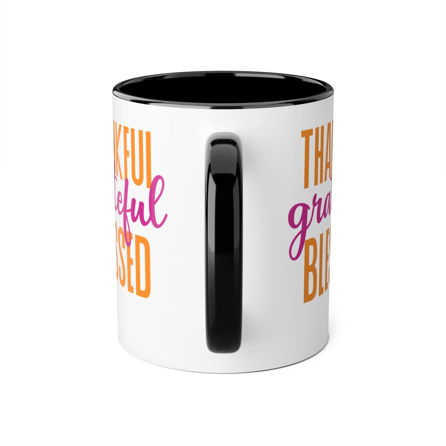 Thankful & Grateful Cat Accent Mug - 11oz