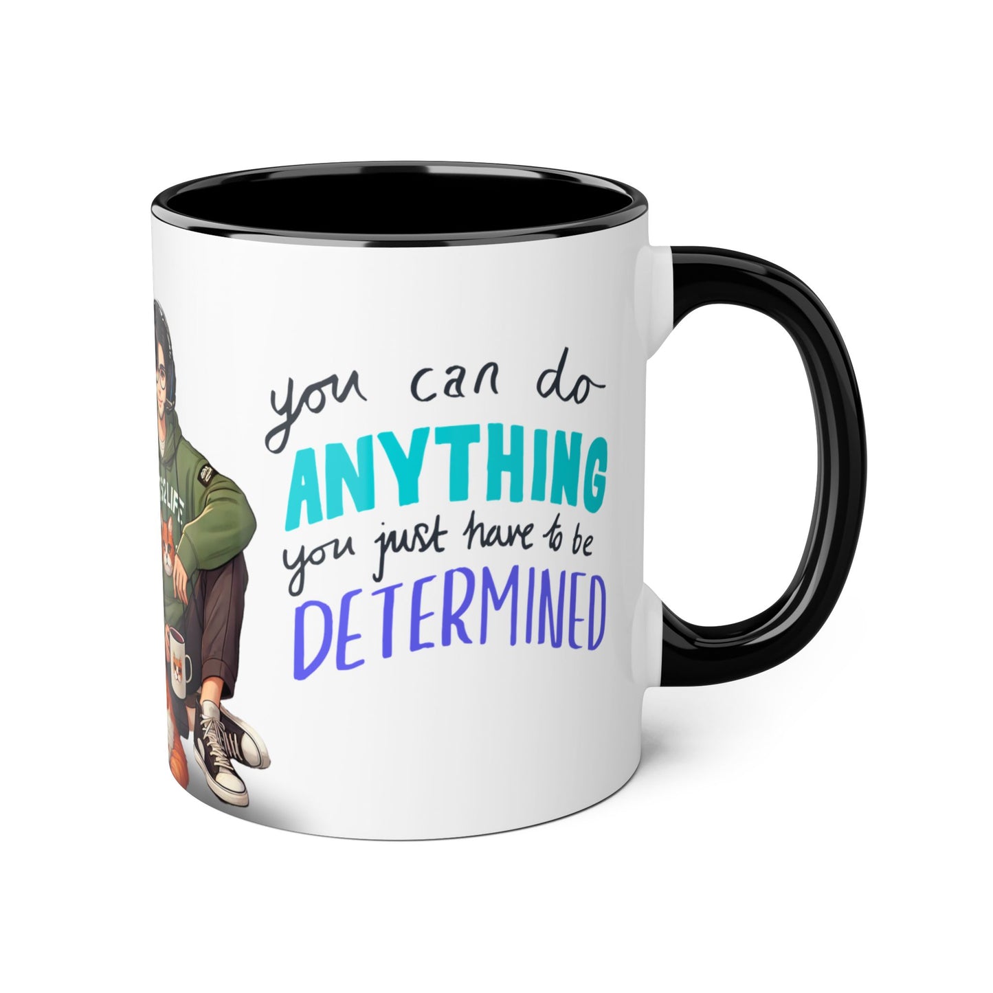 Inspirational Cat Lover Mug - 11oz Accent Coffee Cup with ‘You Can Do Anything’ Design