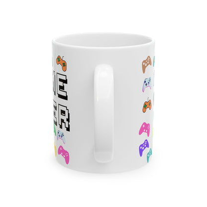 Gamer Girl Ceramic Mug - Cute Video Game Design for Cat Lovers #