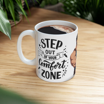 Motivational Cat Lover Ceramic Mug - Step Out of Your Comfort Zone