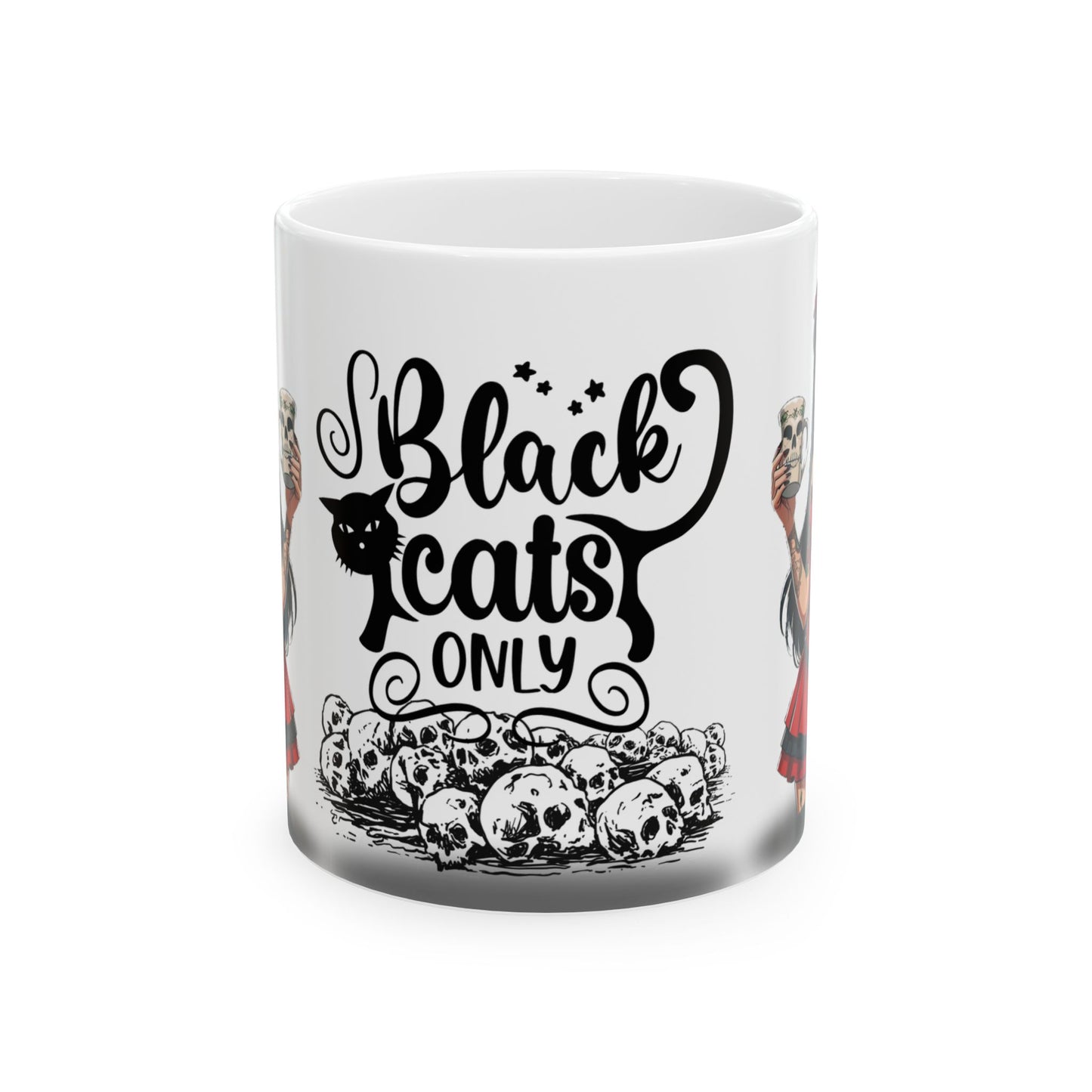 Black Cats Only Ceramic Mug - 11oz Perfect for Cat Lovers and Halloween Enthusiasts