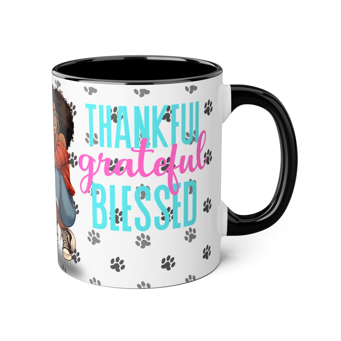 Cat Lover's Thankful & Grateful Accent Mug - 11oz